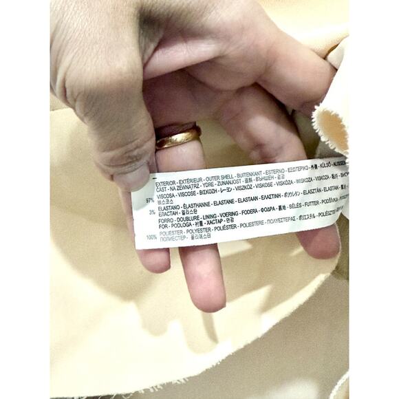 Zara Pull On High Waisted Ruffle Trim Flared Mini Skirt Cream Women's Size XS - Picture 5 of 5